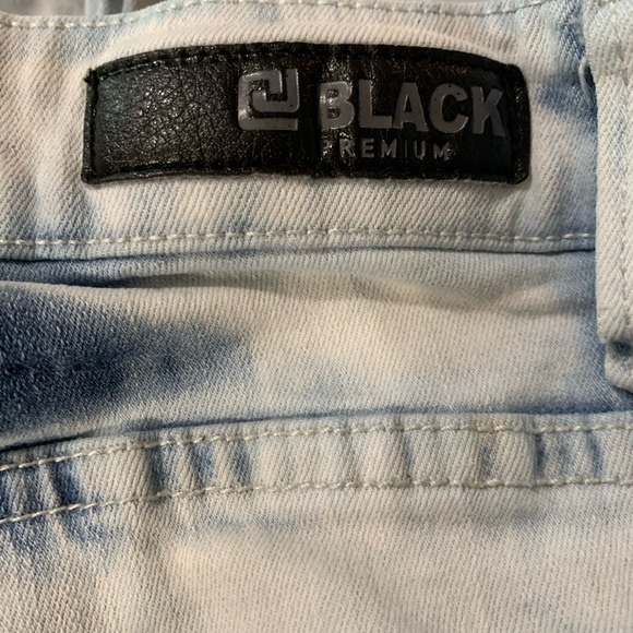 Black Premium Skinny Flex Distressed Jeans RN 70829 Zipper Legs Light Wash 32x30 - Picture 9 of 9